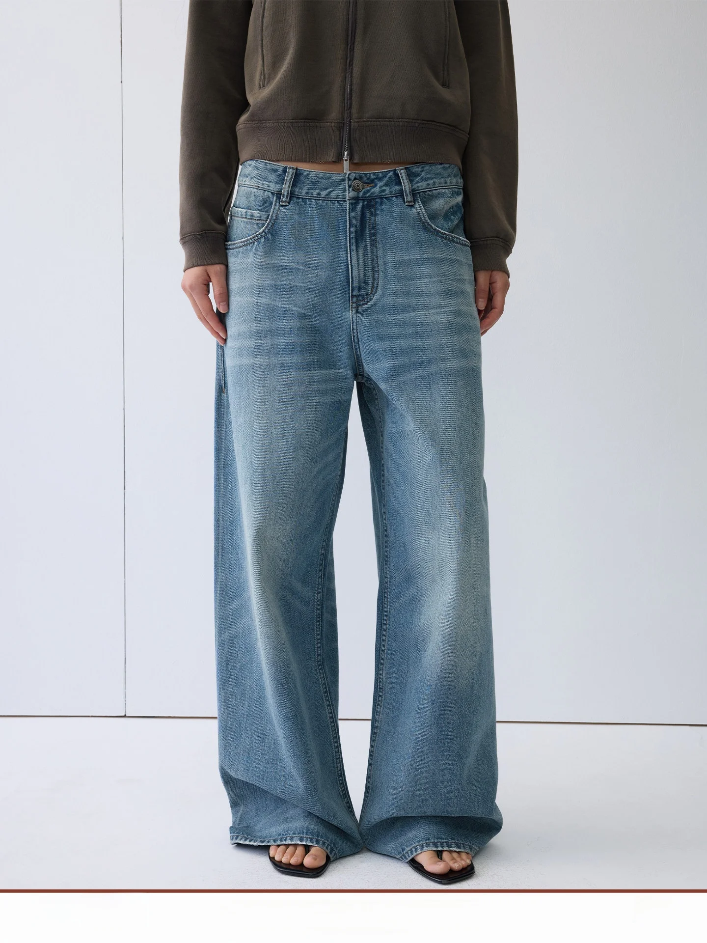 

Handmade Cotton Painted Wide Leg mid Low Waist Jeans Women's Loose Fit Comfortable Breathable Spring Seasonal Faion Pants