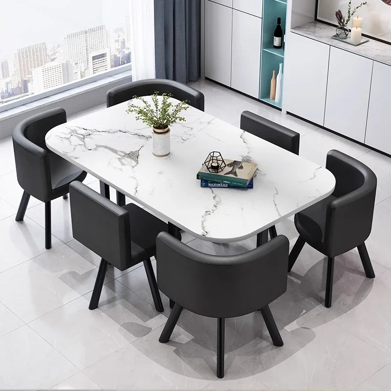 Modern Marble Top Dinning Table 6 Seater Restaurant Furniture Dining Table And Chairs Sets