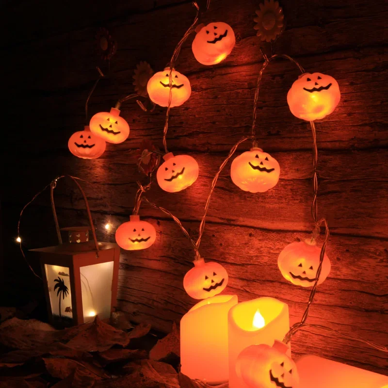 Guirnalda de luces LED de calabaza para Halloween, guirnalda de luces de 1,2 M/2,5 M para decoración de Halloween, fiesta en casa y Navidad