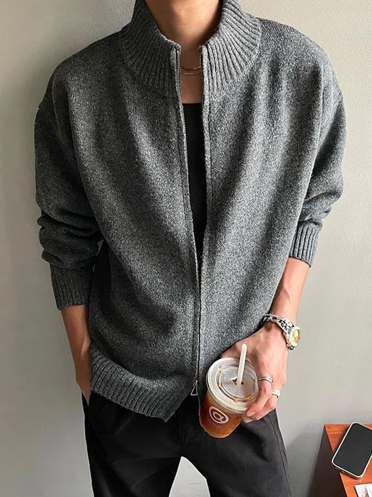 

Мужской свитер Deep ey в американском ретро-стиле с двойной молнией, воротником-стойкой, осенне-зимний, Cleanfit Jaet