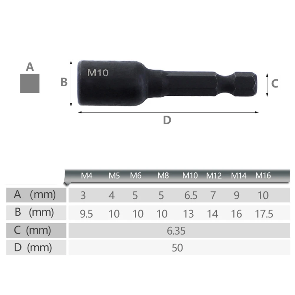 1/4 Hex Shank Thread Tap Socket Adapter M4-M12 HSS Straight Fluted Screw Tap for Machine Tapping Threading Tool 6Pcs