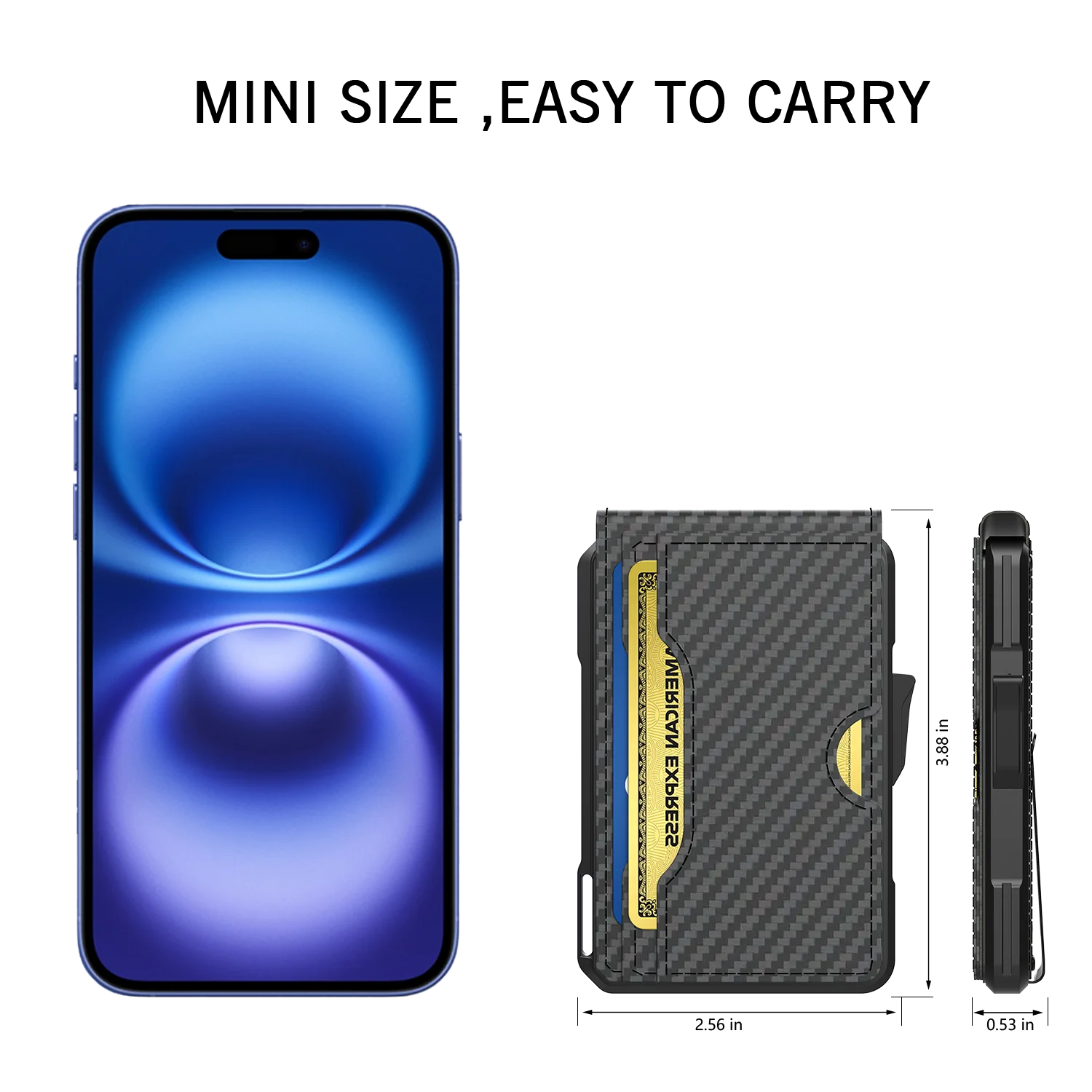 RFID Carbon Fiber Men's Wallet Anti-Theft Slim Wallet - Ultra Thin Smart Card Holder with Pop-Up Mechanism & Money Clip