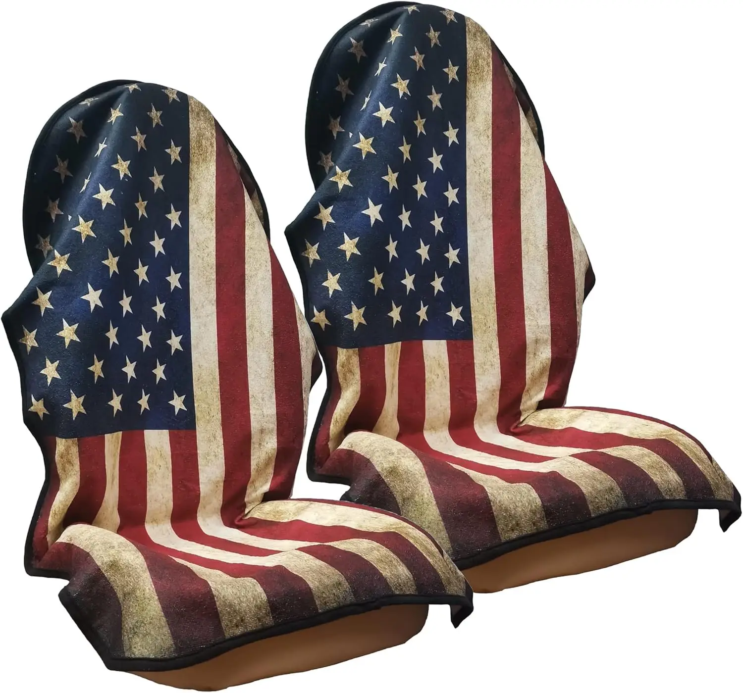 

Waterproof Car Seat Covers for Front Seats, Gym, Running, Beach - 2Pcs with American Flag Design