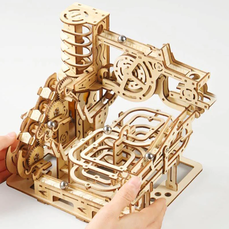 Set Kit 3D voor kinderen Marble Run Houten spiraalplank Wegpuzzels Elektrisch katapult Spoorapparaat Mechanisch model Assemblagecadeau