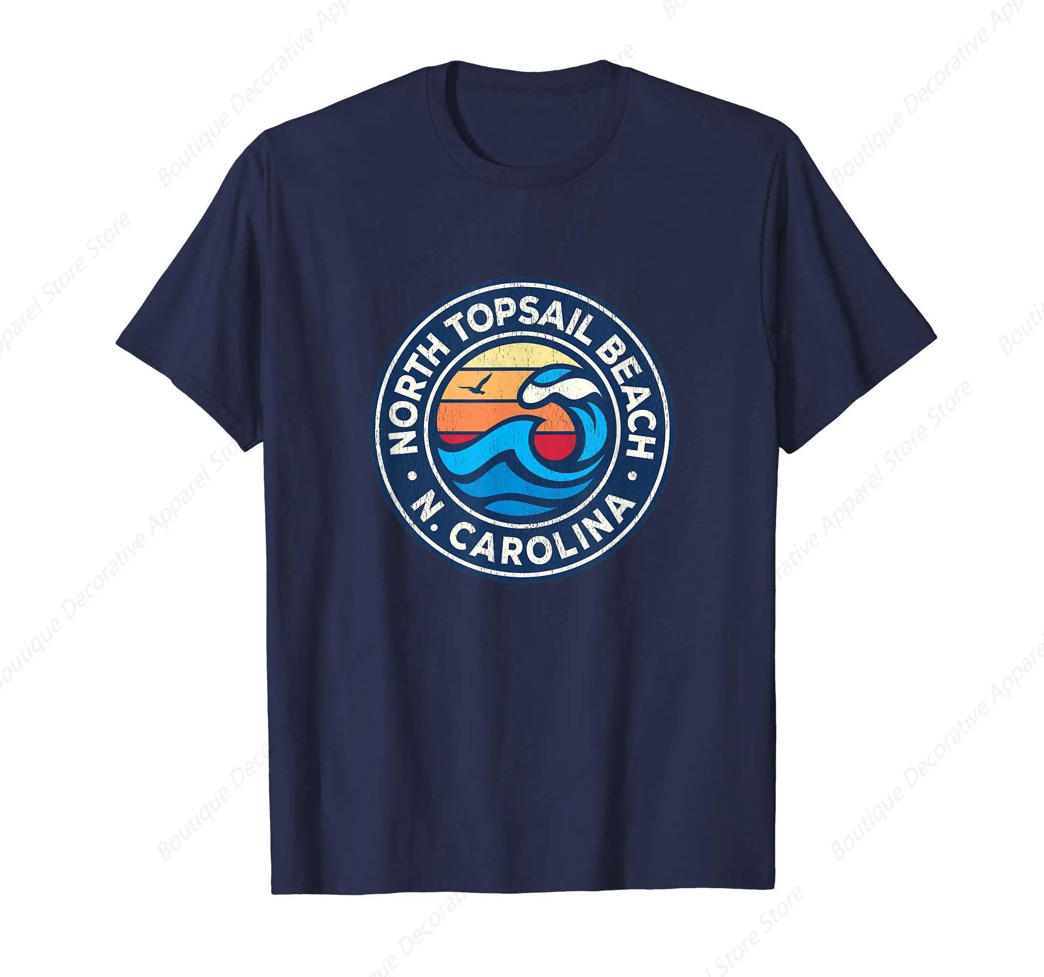 North Topsail Beach North Carolina NC Vintage Nautical Waves T-Shirt