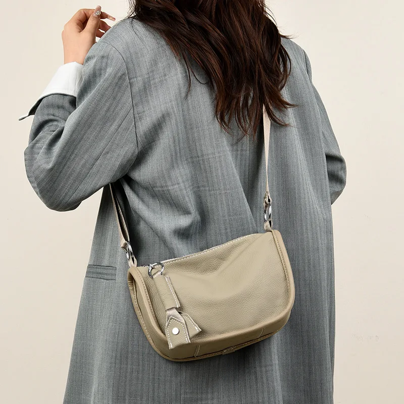 

Top layer cowhide women's bag fashion new genuine leather crossbody bag versatile shoulder bag Boston bag