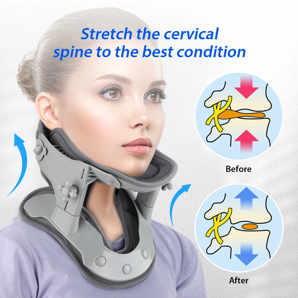 Heating Neck Stretch Collar Cervical Traction Hot Compression Adjust Vertebra Support Spine Massage Health Care Pain Relif