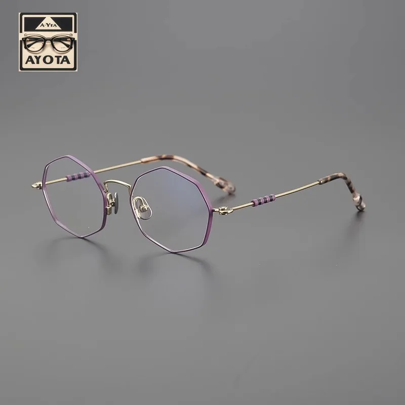 Ultralight Glasses Frame Female Personality Polygon Gold Wire Thin Edge Pure Titanium Myopic Reading Prescription Men's Eyewear