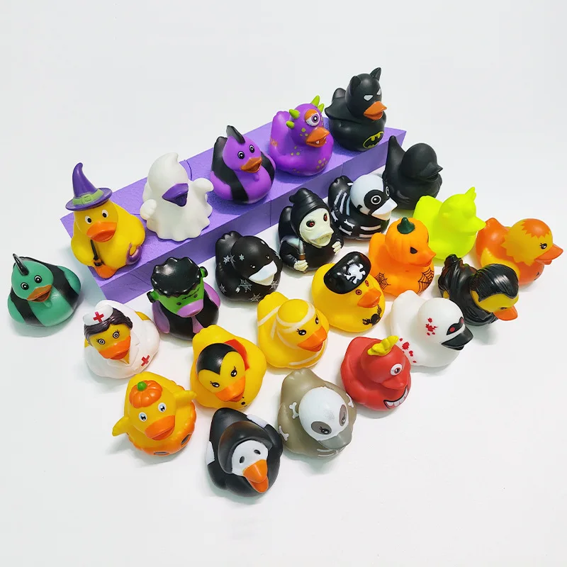 24-piece creative duck ornaments, creating a Halloween atmosphere, all kinds of duck shapes, Halloween.