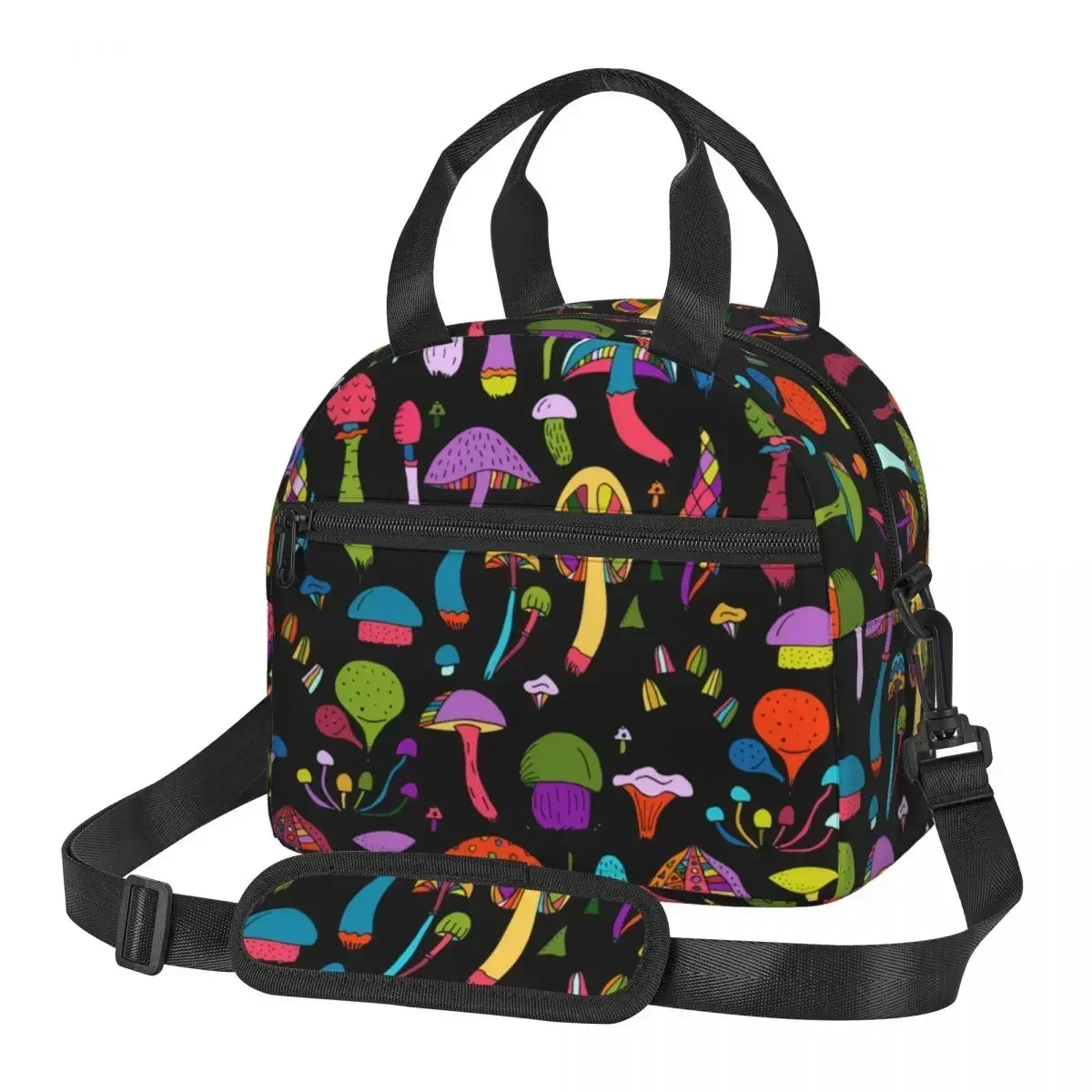 

Lunch Bag for Women Men Mushroom Art Reusable Insulated Cooler Tote Box Cute Funny Container Holder Portable