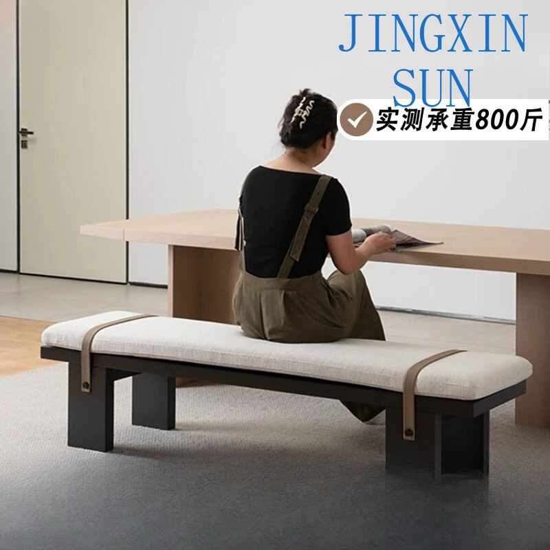 Italian high-end minimalist modern light luxury meeting guests solid wood sofa stool designer bench dining chair bedroom bedside