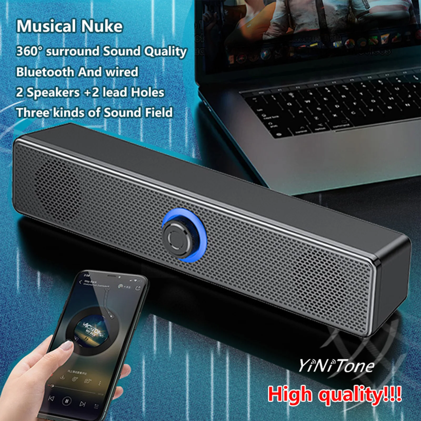 

USB Wired Wireless bluetooth audio 4D BT5.0 portable home theater Computer TV laptop small subwoofer speaker 2024 NEW Soundbar