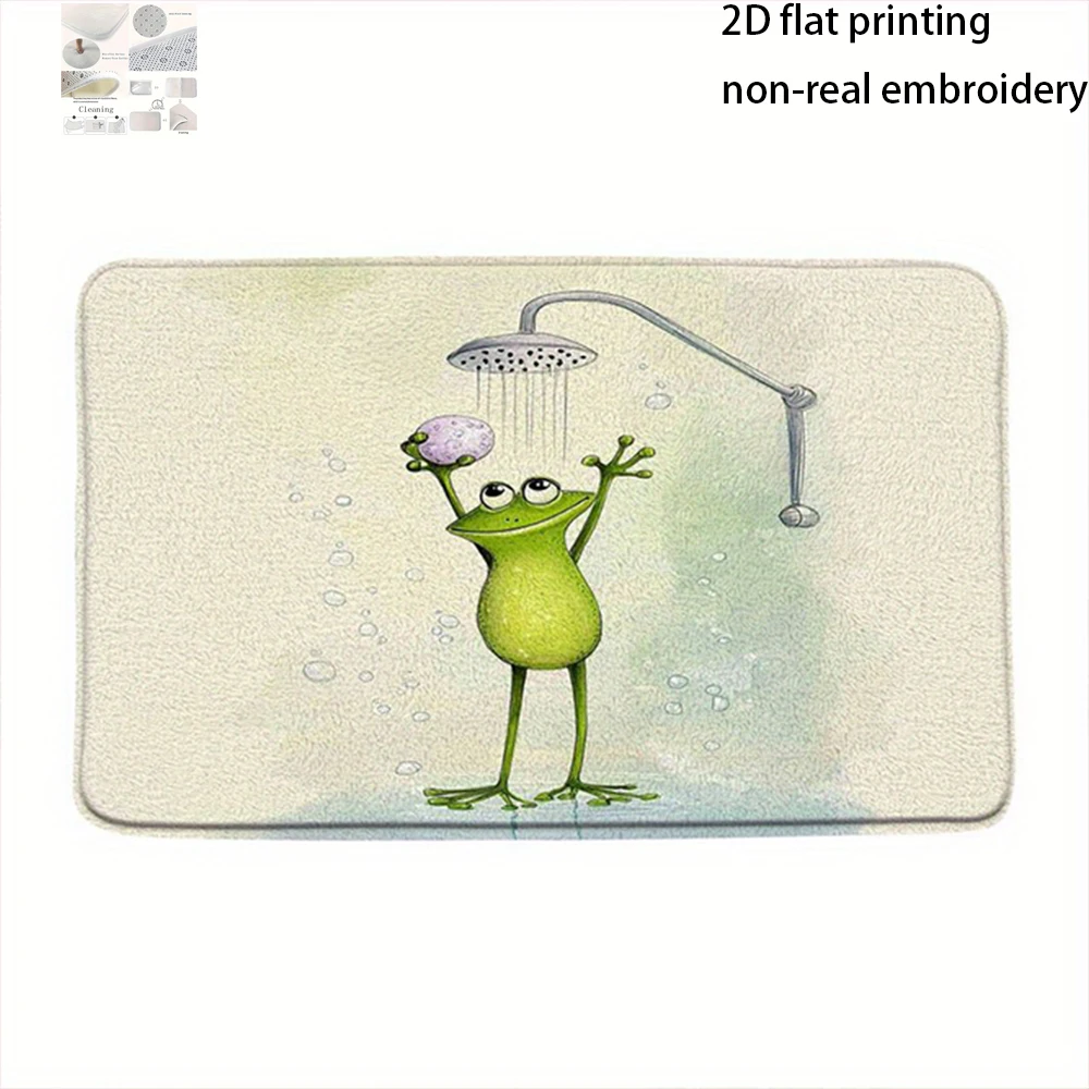 2D Flat-1pc Cute Frog Shower Mat , Suitable for bedroom bathroom, entrance door mat.