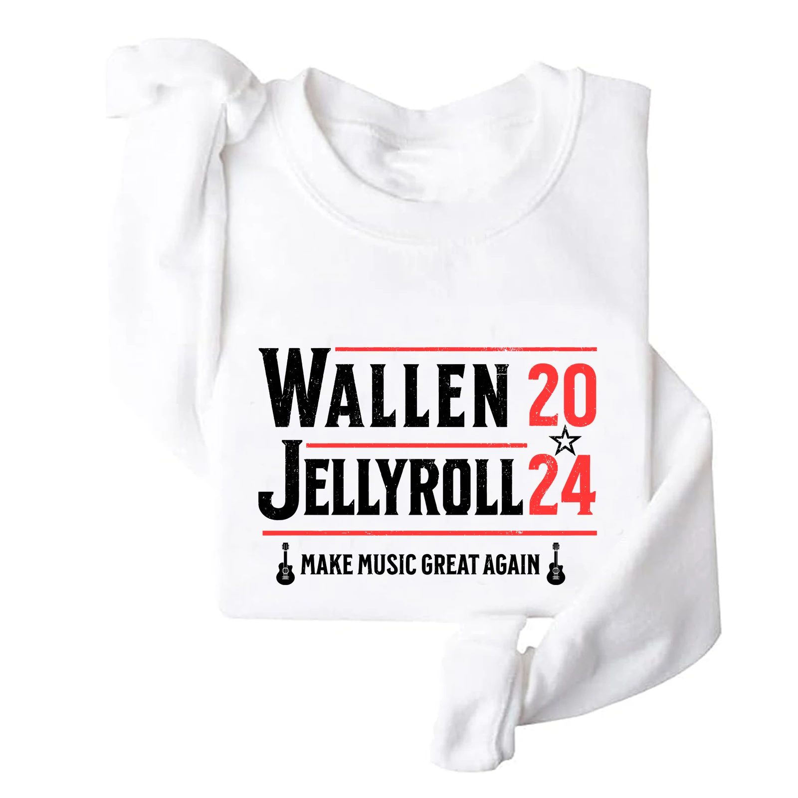 Wallen JellyRoll Make Music Great Again 2024 Autumn Regular Sweatshirt Music Fans Gift Long Sleeve O-Neck Unisex Hoodie