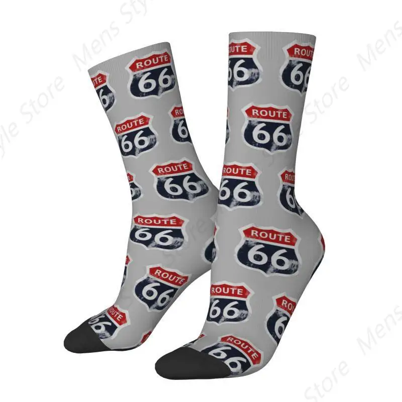 Cool Men's California Sign USA Route 66 Dress Socks Unisex Comfortable Warm 3D Printed Crew Socks