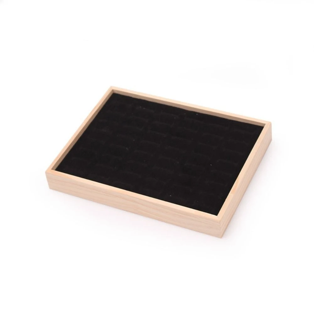 

48 Grids Wood Rings Tray Exquisite Ear Studs Case Earrings Display Tray Jewlery Organizer Velvet Ring Earring Holder Store
