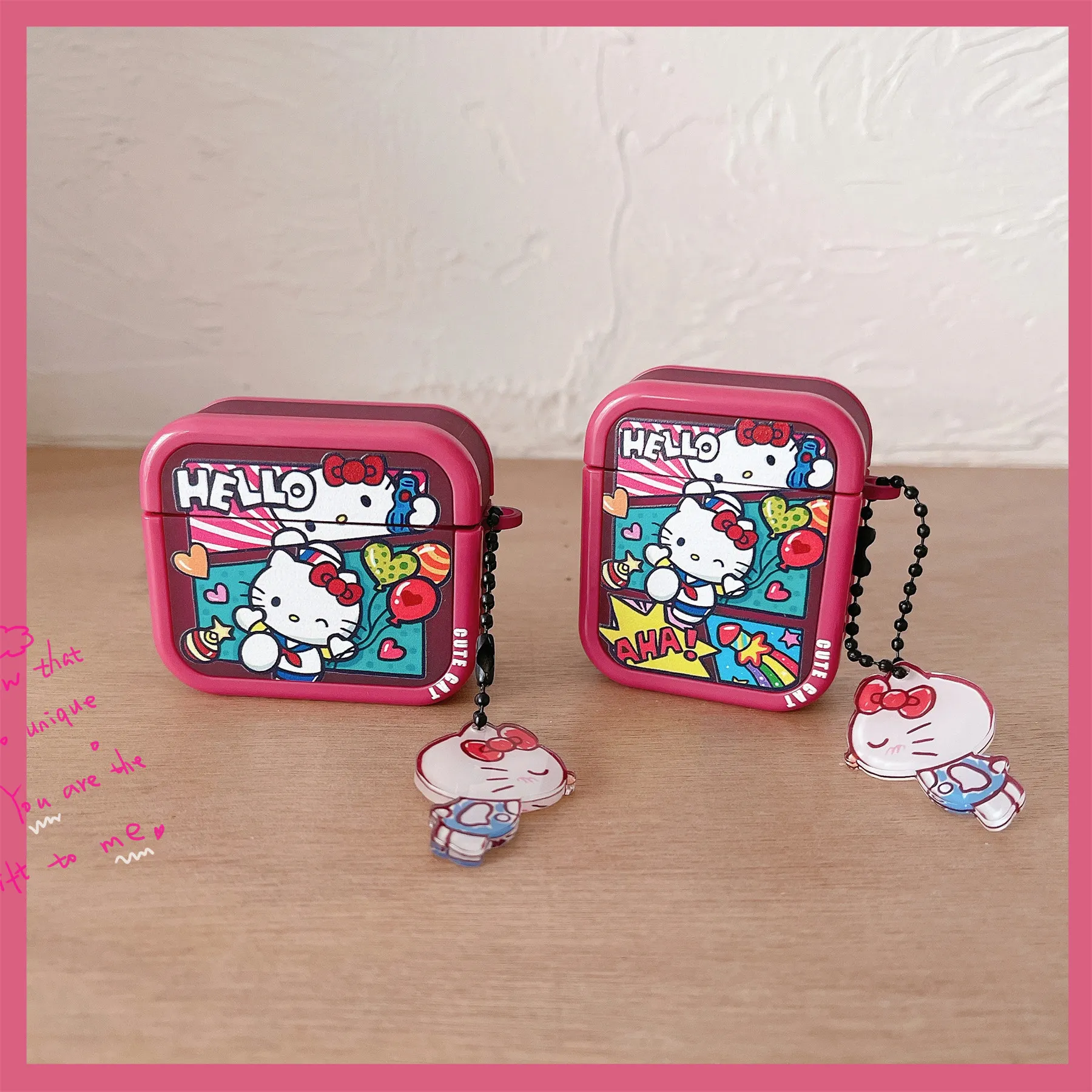 Custodia Kawaii Hello Kitty Funda per Airpods Pro 2 1/2 3 cuffie Bluetooth senza fili accessori scatola protettiva Kuromi con ciondolo