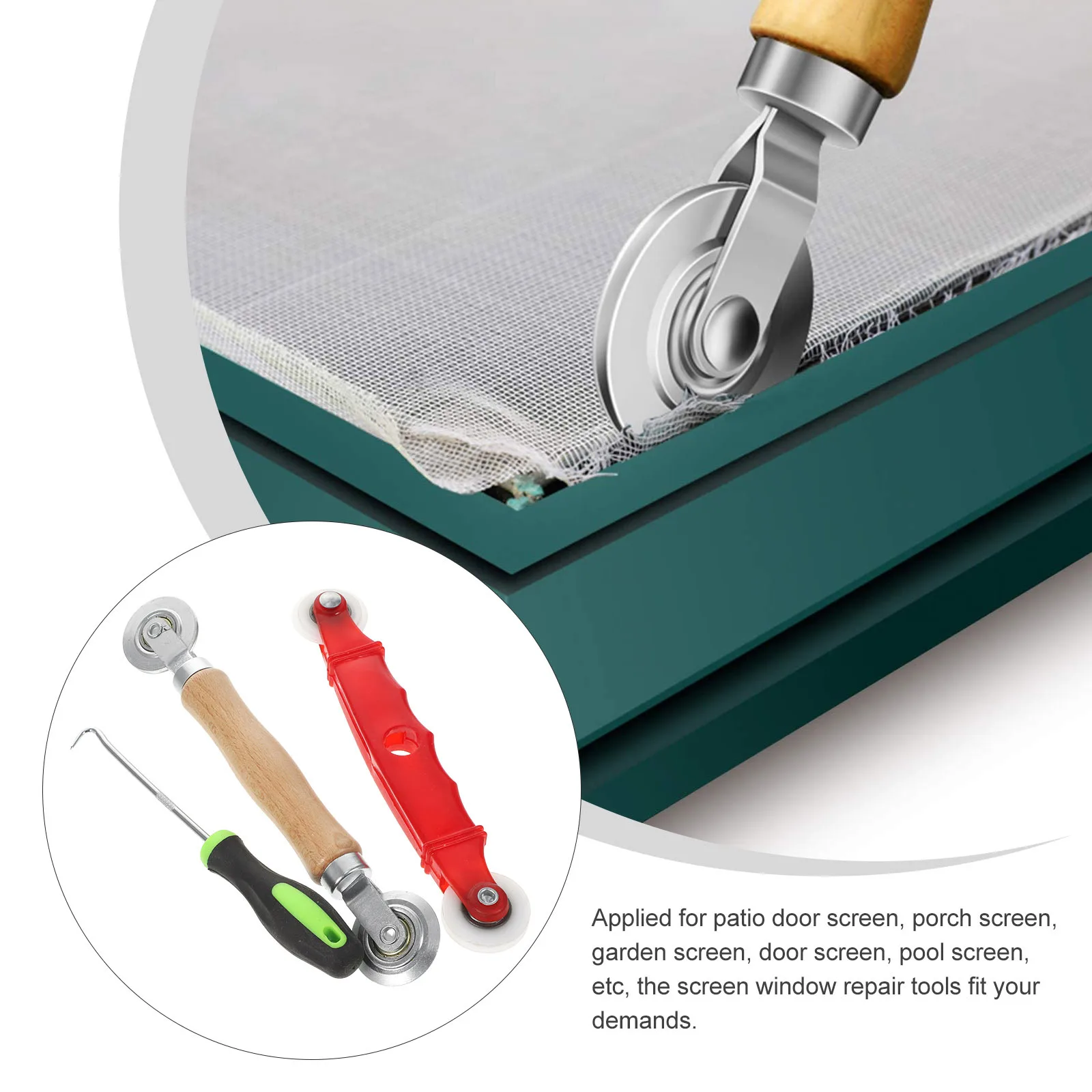 

1 set Screen Repair Kit Mesh Hook Tool Aluminum Installation Sliding Spline Roller Bearings Window Door Garden Pool Hardware