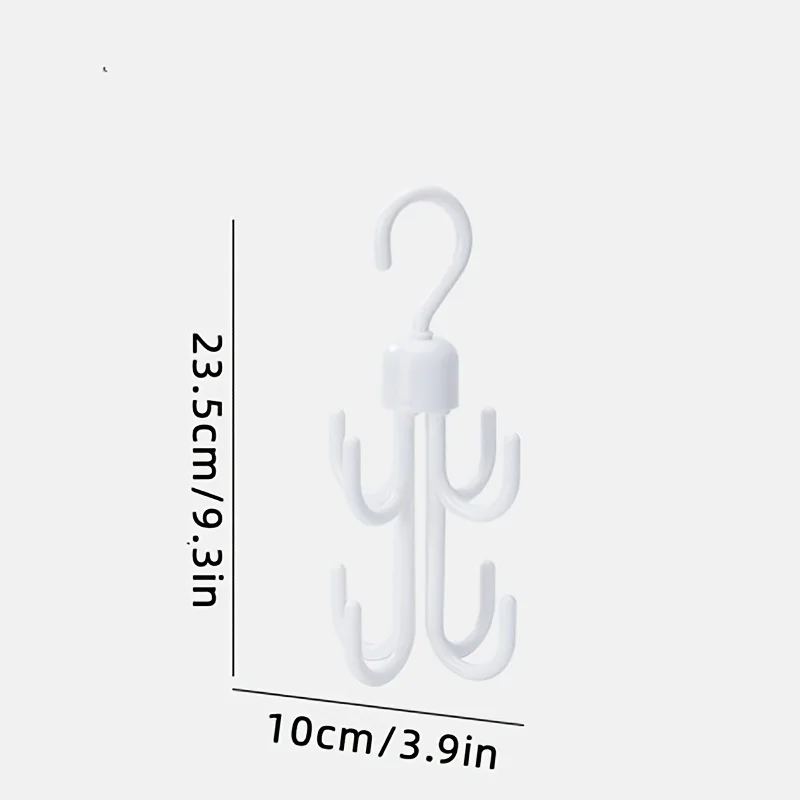 قطعة واحدة من خطاف رباعي الشق للاستخدام اليومي في المنزل، خطاف قابل للدوران للملابس والقبعات والحقائب وتخزين ربطة العنق والحزام ورف معلق