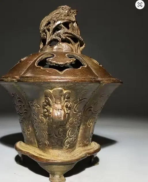 Antique Four-Legged Double-Handled Incense Burner Home Decor Incense Burner for Indoor Tea Ceremony