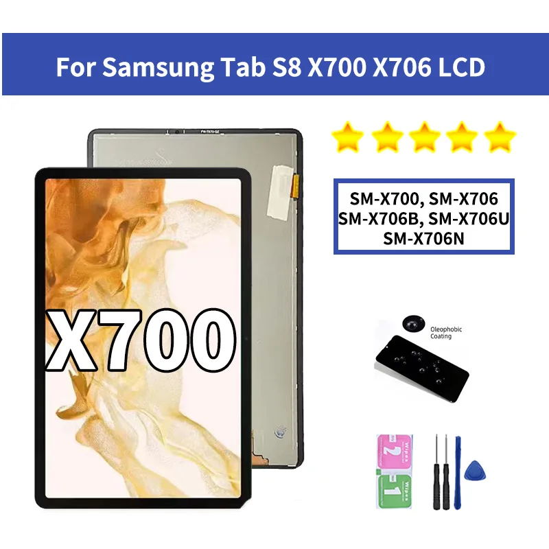 11.0“Tested For Samsung Tab S8 5G SM-X700 X706 706B X706U X706N Display+Touch Screen Digitizer Assembly Replacement Repair Parts