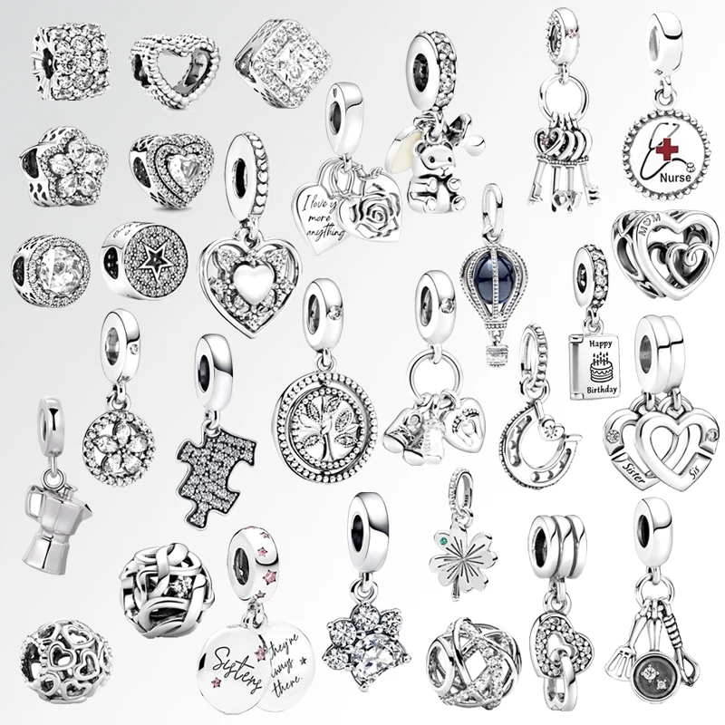 לב חדש עגול בעלי חיים מתאימים צמיד כסף 925 מקורי, צמיד כסף סטרלינג עבור נשים 925 תכשיטים