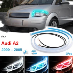 2x 12V LED DRL Car Daytime Running Light Flexible Waterproof Strip Auto Headlights Turn Signal Lamp Yellow For Audi A2 2000-2005