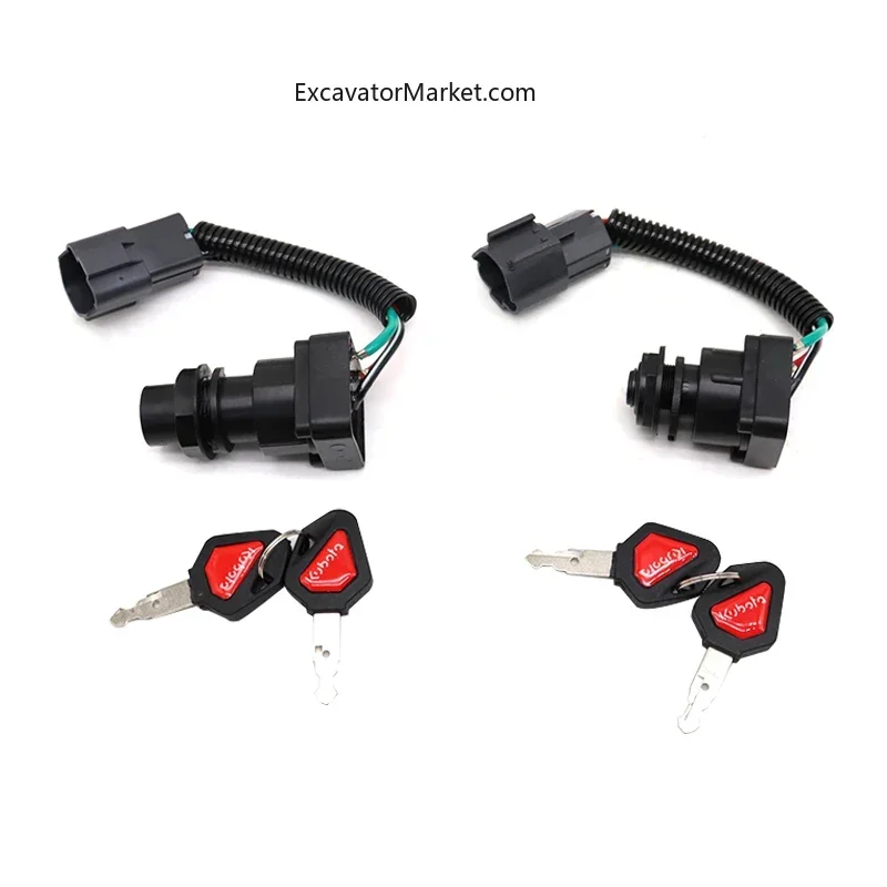 

Excavator Parts Kubota U20 U25 U15 U30 Kx155 163 175 Excavator Universal Ignition Switch Ignition Lock Key Start Switch Lock