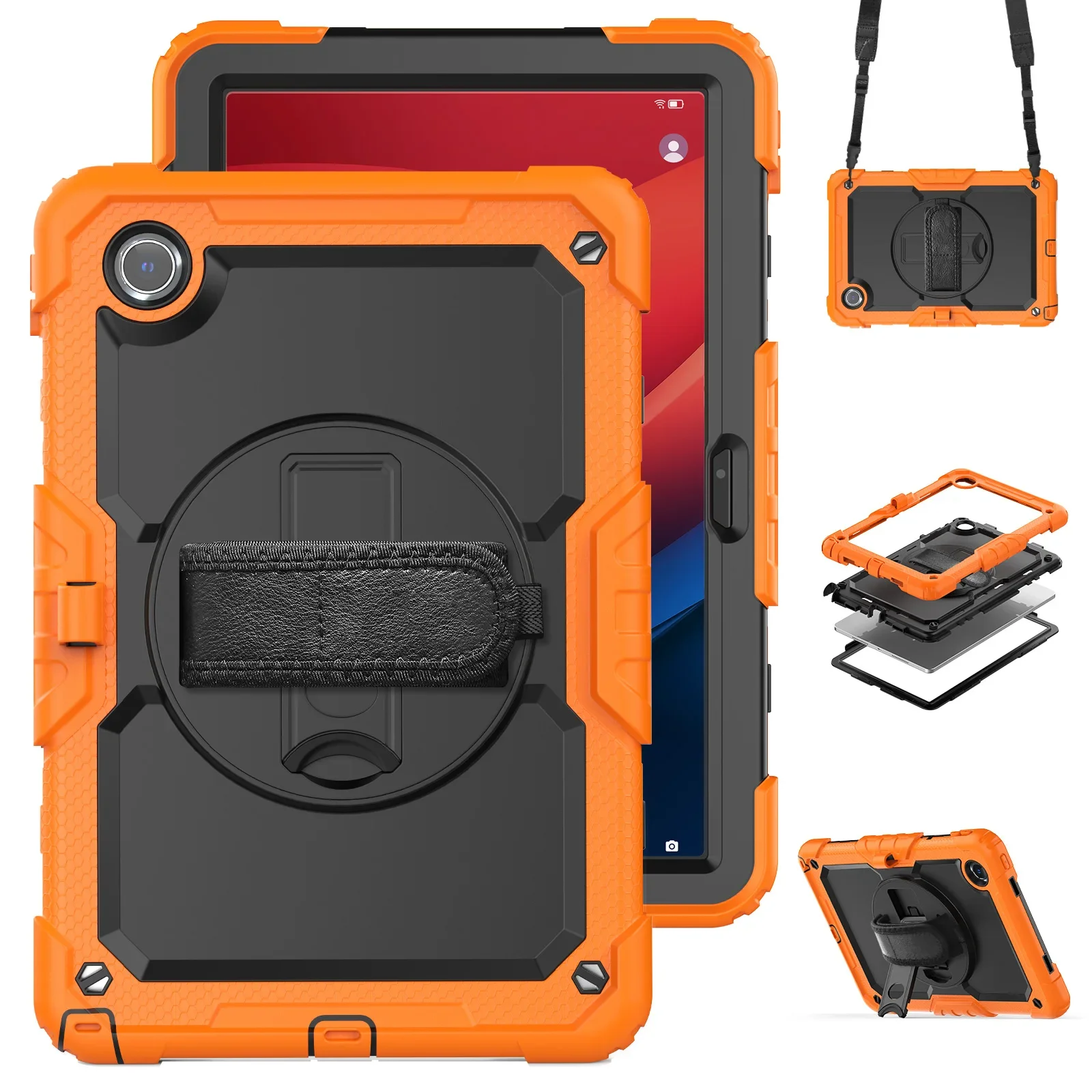 Pop 2025 New Shockproof Tablet Case For Lenovo Tab 10.1 TB-311XU Funda For K10C TB-311FU With Shoulder Straps Armor Silicone Cov