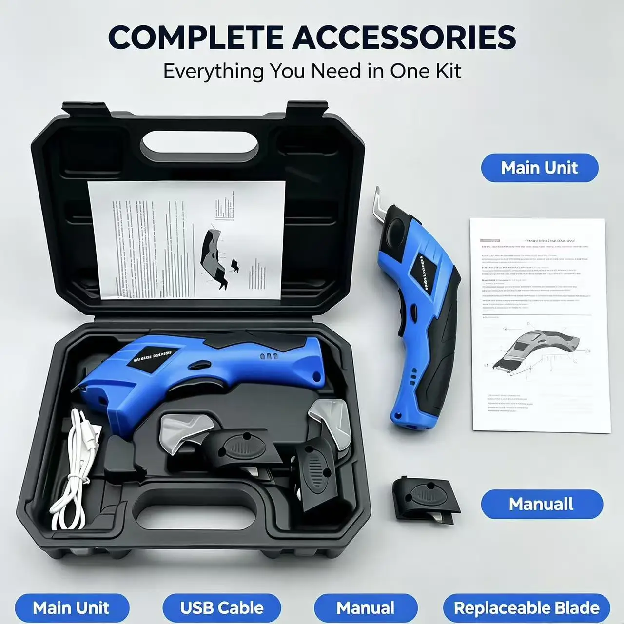 Handheld Electric Scissors USB Rechargeable Fabric Cutter Portable Cordless Shear for Cloth Leather Carpet Home Sewing Craft