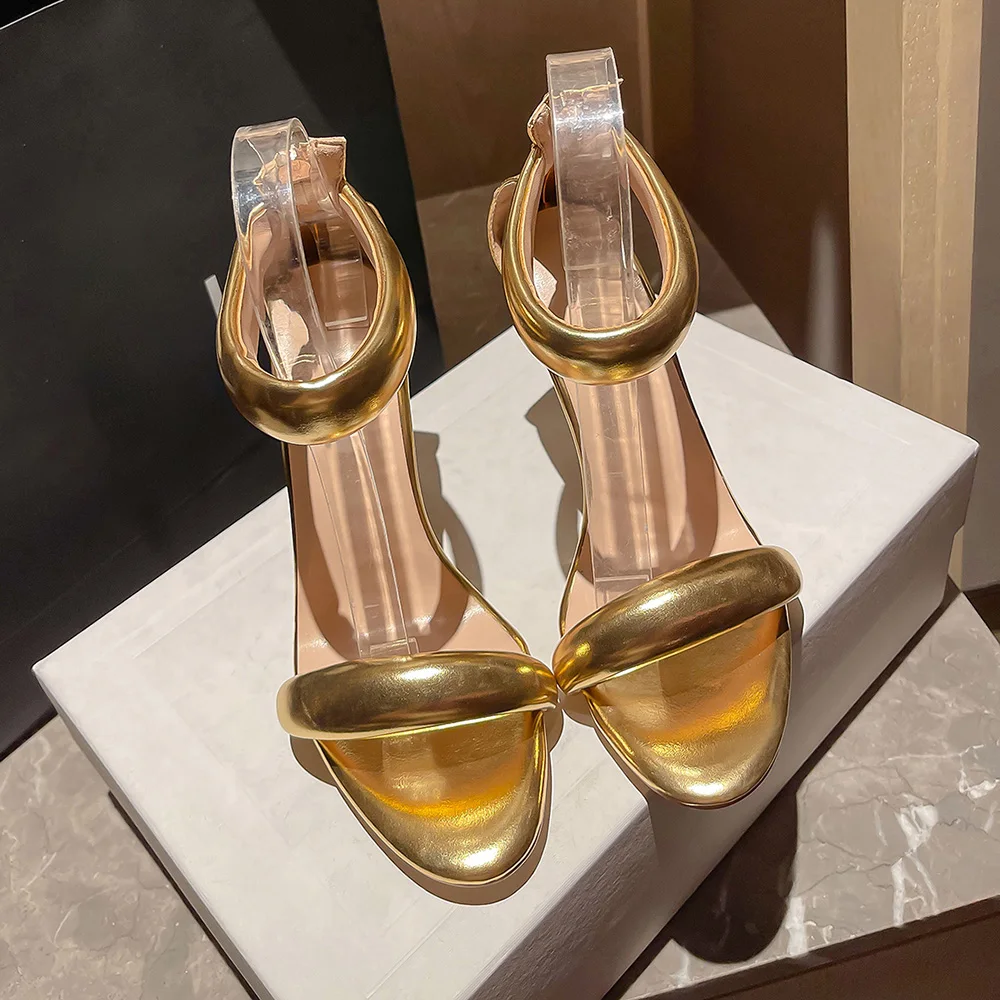 2022 novo verão sandálias de salto alto fino simples mulher stiletto sapatos sandalias de mujer ouro preto