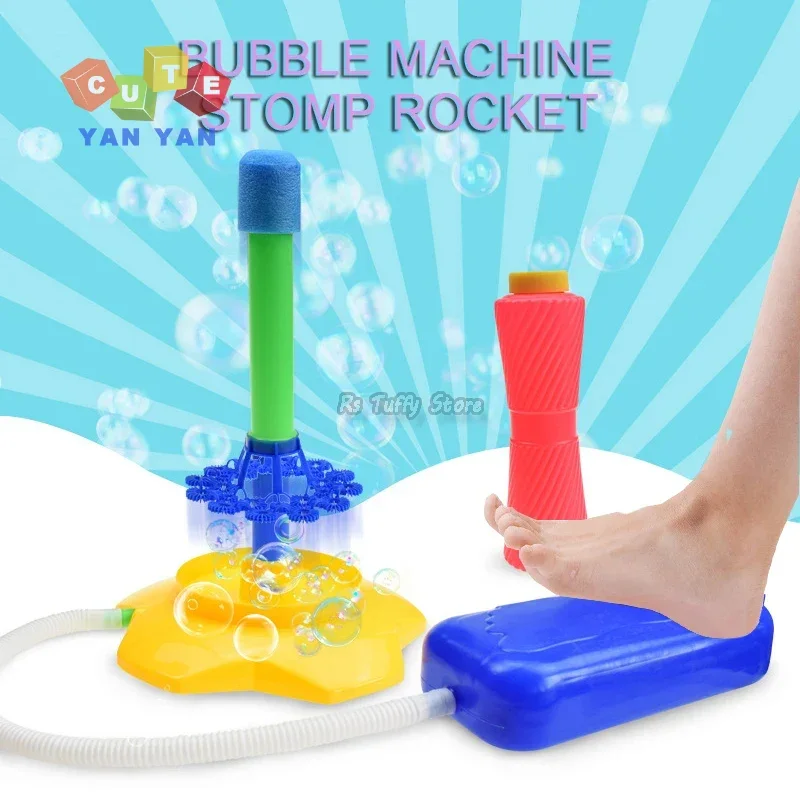 Children Air Pressed Stomp Rocket Parent-child Games Summer Outdoor Sports Bubble Machine Bubbles Launch Kids Boys Girls Fun Toy