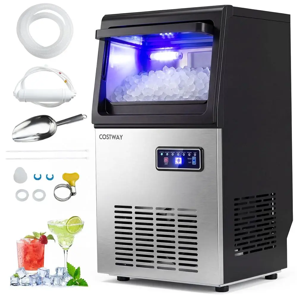 

Under-Counter 90-Pound Pellet Ice Maker with 10-Pound Bin, Self-Cleaning, Stainless Steel for Kitchen or Bar