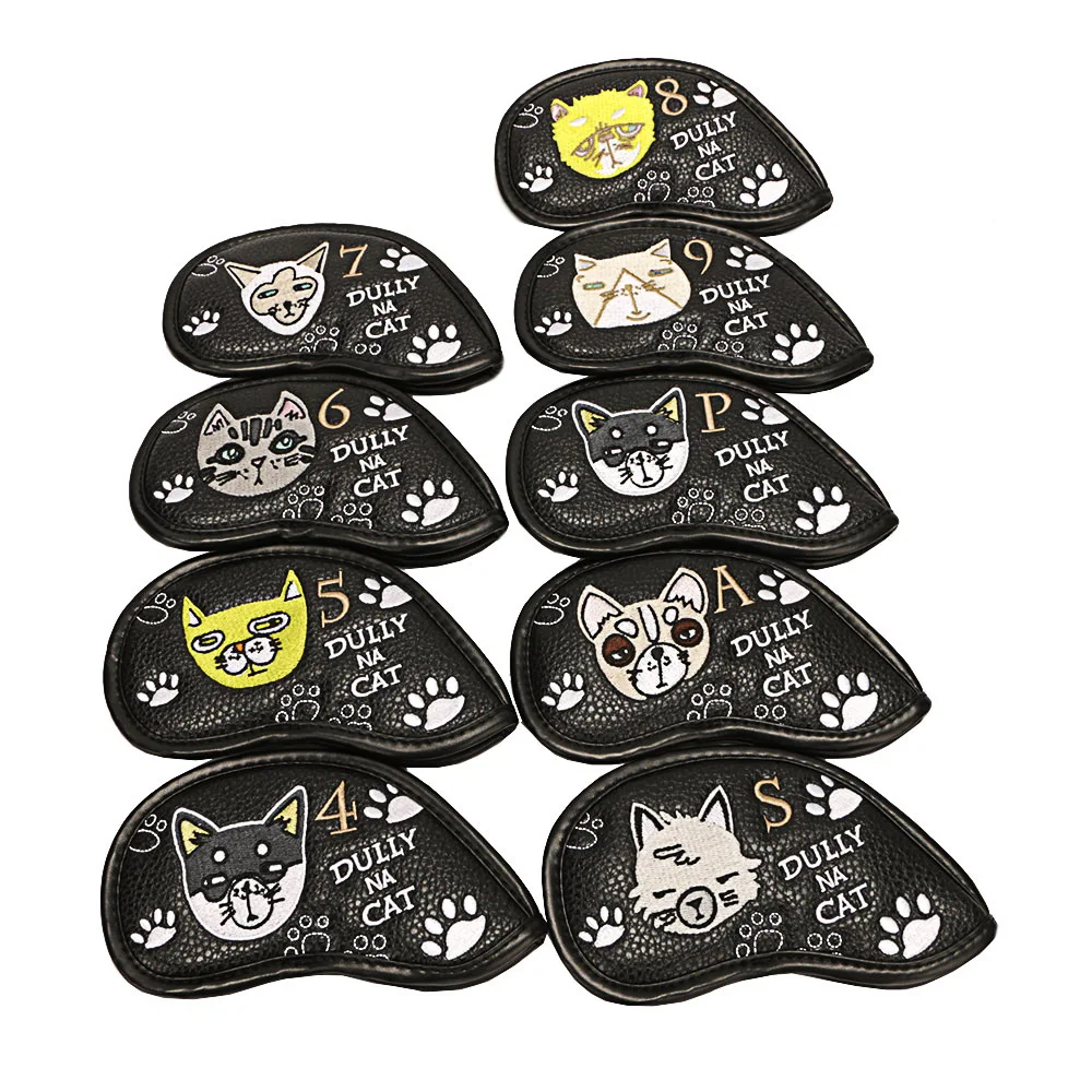 

9pc Golf Iron Covers Set | New PU Cartoon Headcovers 4 Colors | Anti-Scratch Club Protectors