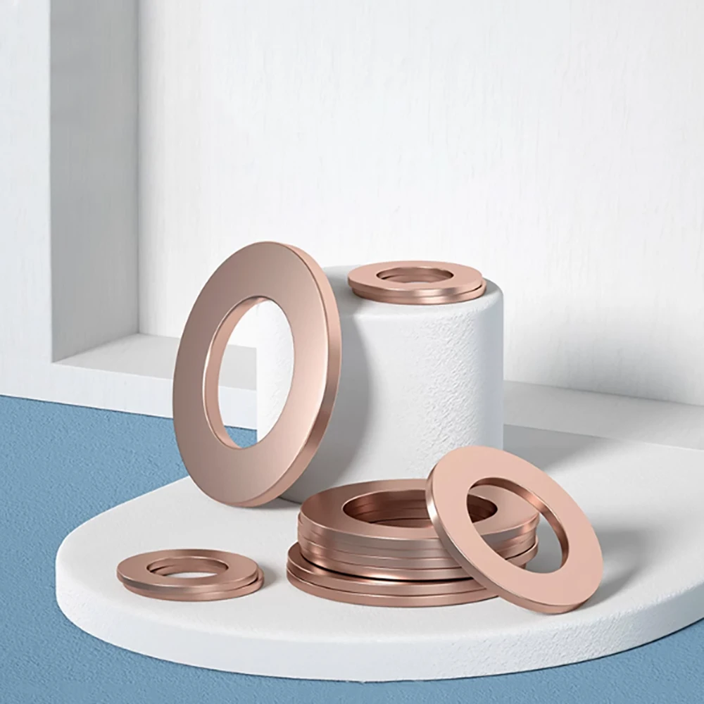 

5/10Pcs Pure Copper Gasket ID 21/22/23/24/25mm Thickness 2mm Sealing Gasket Flat Ring Seal Solid Purple Copper Gasket Hardware