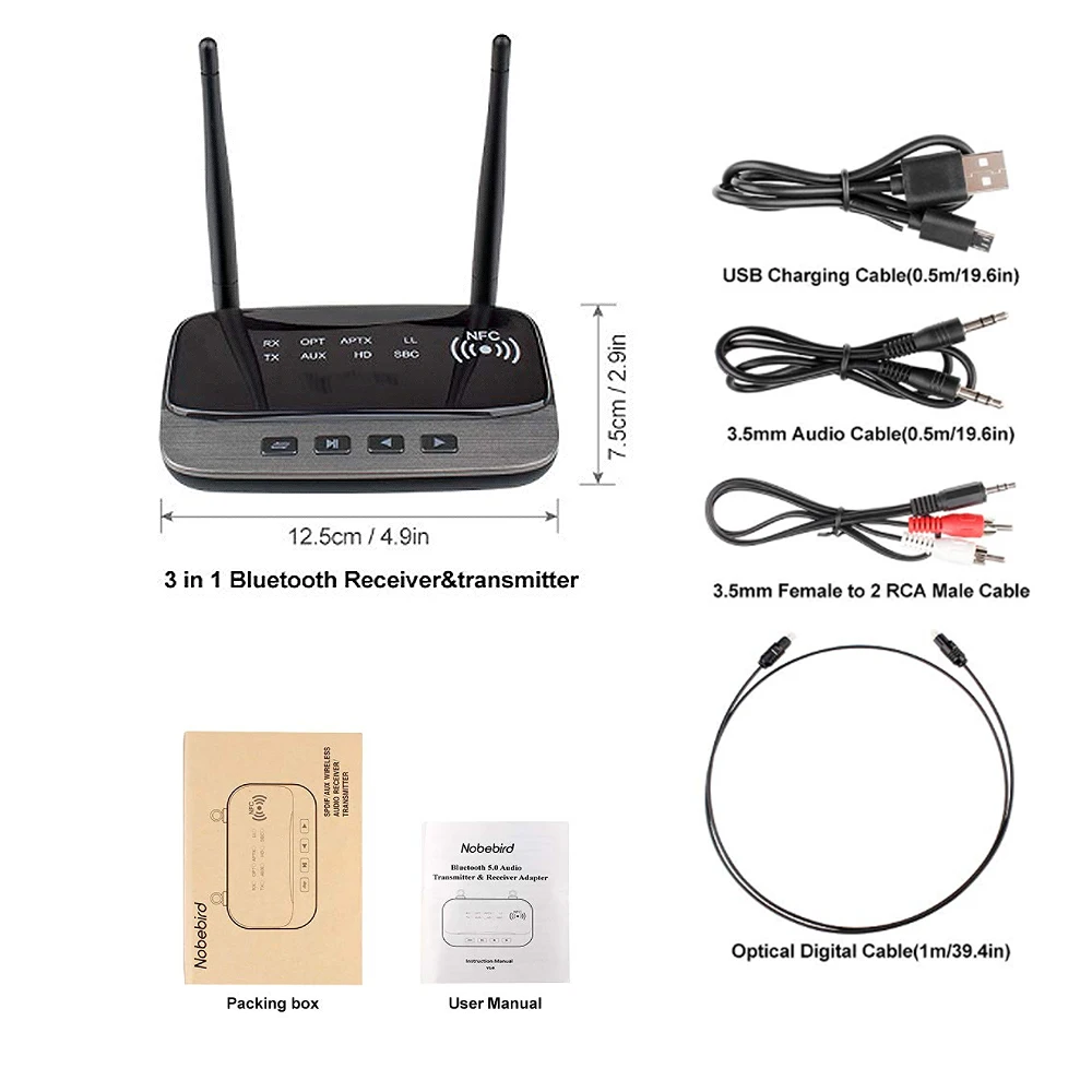 Hmnaga Transmitter Receiver Bluetooth 5.0 CSR8675 Audio AptX HD LL  Wireless Adapter RCA SPDIF 3.5mm Aux HIFI Stereo Music