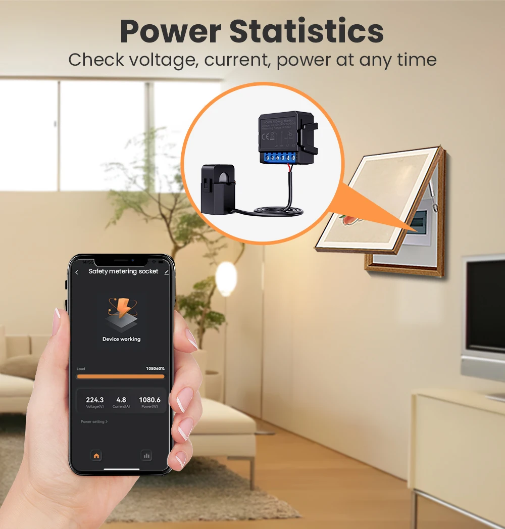 AVATTO Tuya WiFi Smart Energy Meter，Bidirectional Monitoring Meter Clamp KWh Power Production Consumption APP Remote Control