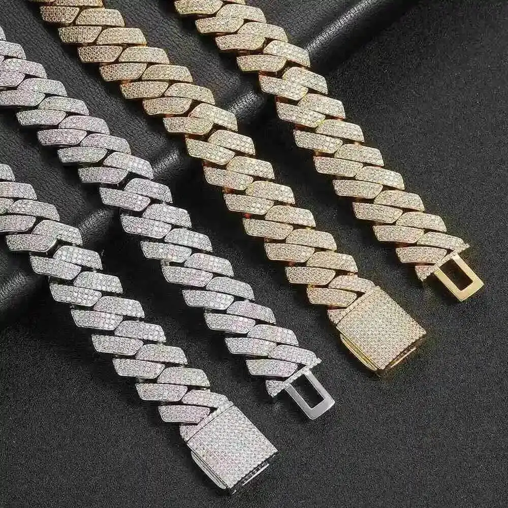 

Custom 20MM Gold Plated Cuban Link Chain Necklace Bracelet Fashion Jewelry with Diamond Moissanite Christian Religious