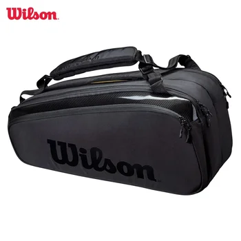 Wilson - Tennis racket bag with fine knit lining, double-layer racket backpack, insulated tennis racket bag, 9-piece set