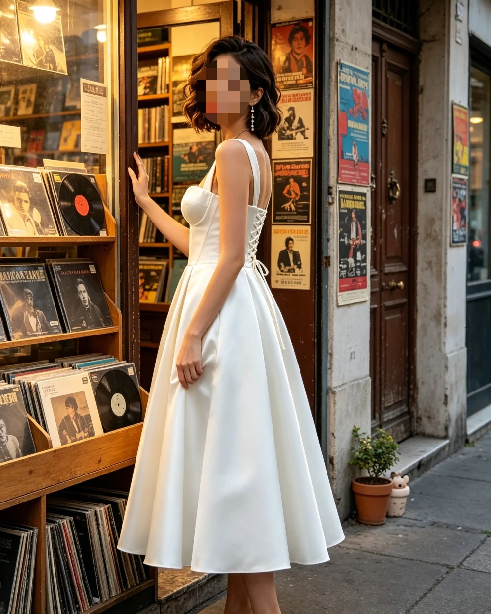 Customized  Minimalist Bridal Reception Gowns Sweetheart Wide Strap Satin Midi Corset A Line Elopement Party Wedding Dresses