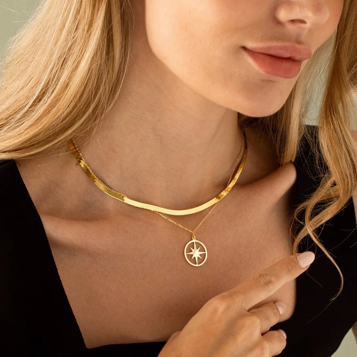 Vintage Sun Moon Anhänger Halskette für Frauen Gold Farbe Edelstahl Kette Halsketten himmlischen ästhetischen Schmuck Collier Mujer