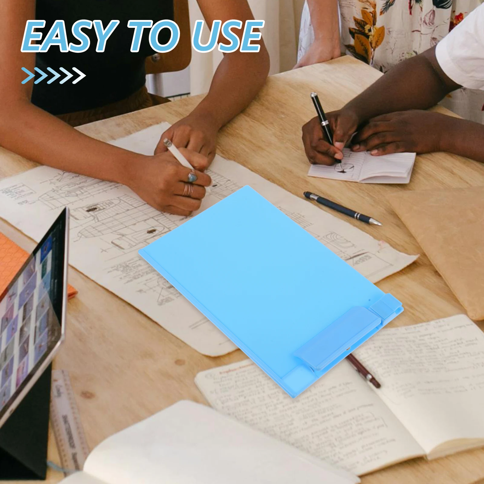 

Plastic A5 Clipboard Profile Clip Hardboard Paper Holder Writing Folders for School Classrooms Office (Sky-blue)
