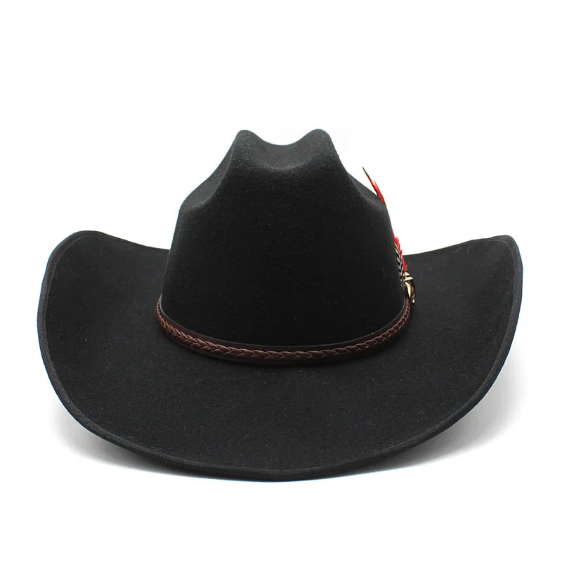 New Fashion Woolen Men Women Feather Fedora Hat Winter Autumn Church Panama Wide Brim Vintage Fascinator Jazz Caps Plage