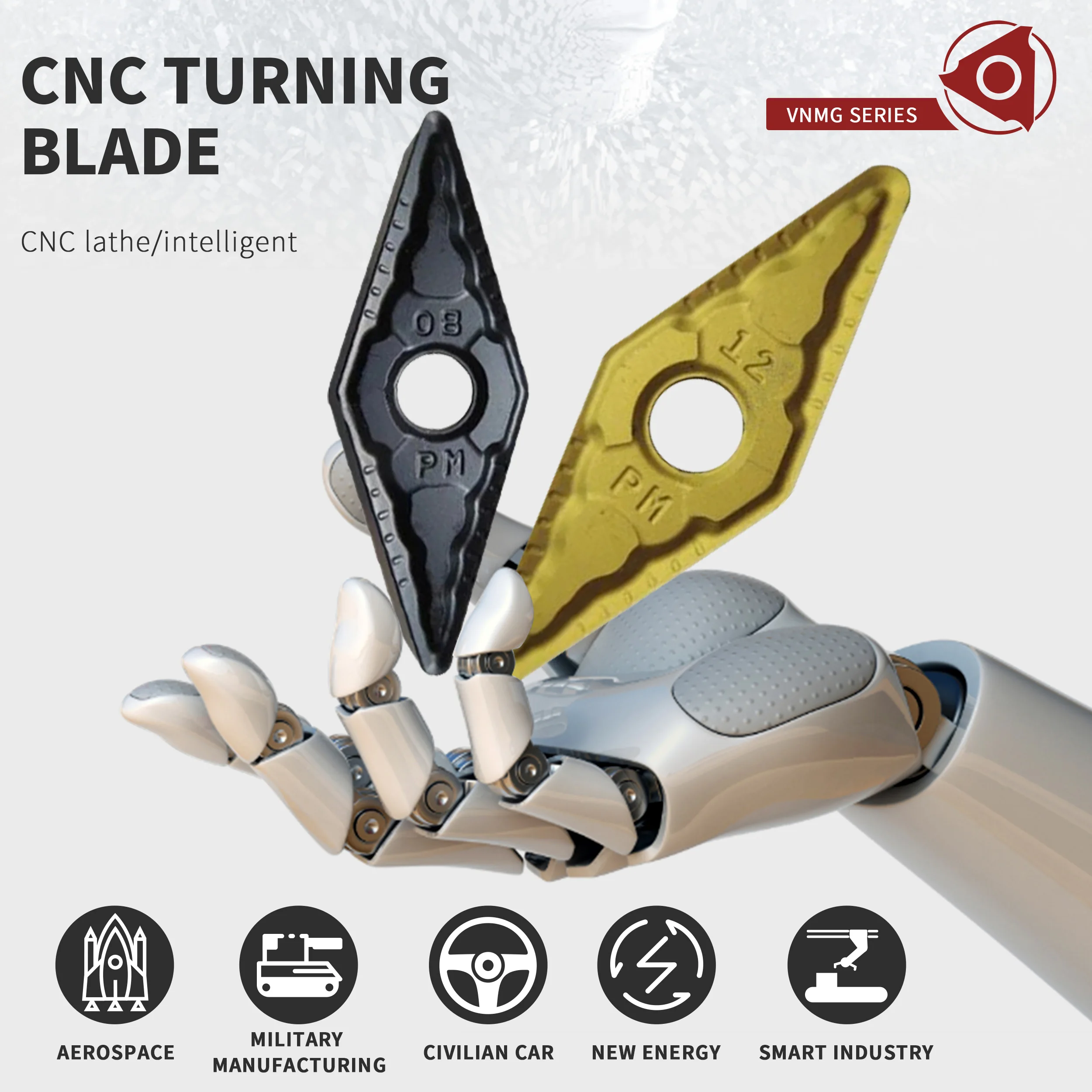VNMG 160404 -PM YBC251 YBC252 VNMG 160408   VNMG 160412   CNC مخرطة تحول أداة كربيد إدراج شفرة مزدوجة الوجهين استخدام المعين تلميح سكين