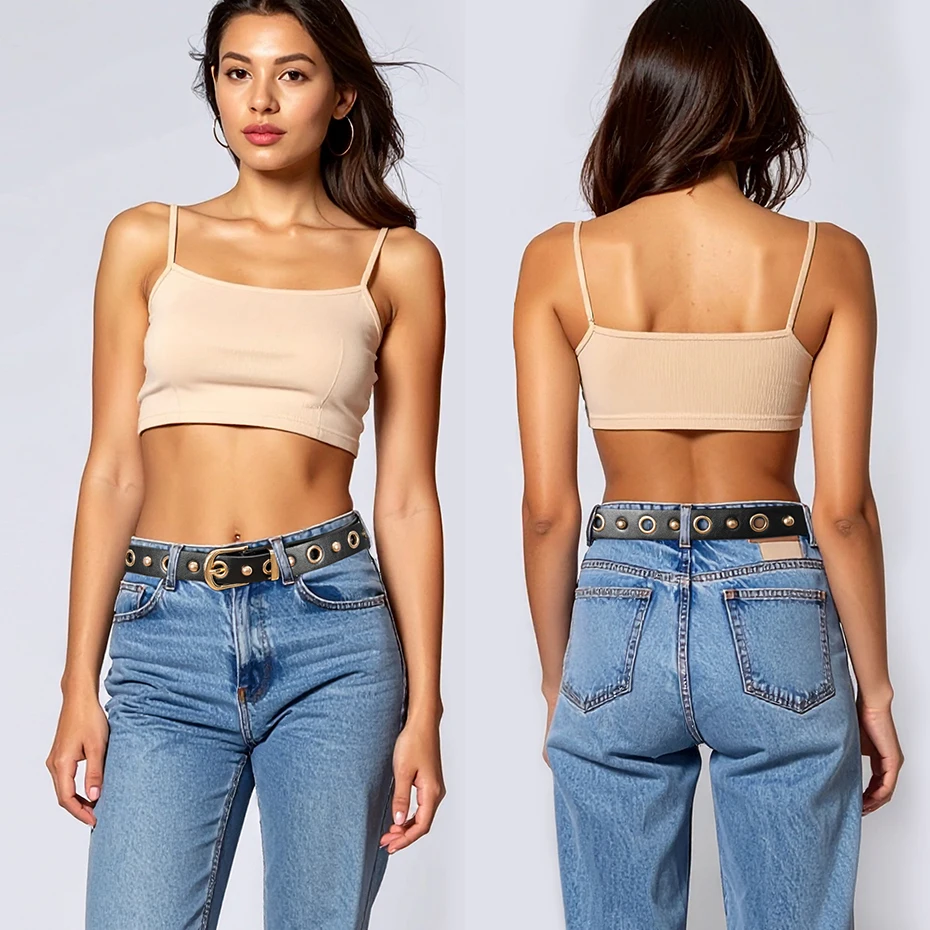 Maikun Punk Gold Nieten Legierung Dornschließe Gürtel Vielseitiges modisches Jeans-Accessoire für Frauen – Detail 4