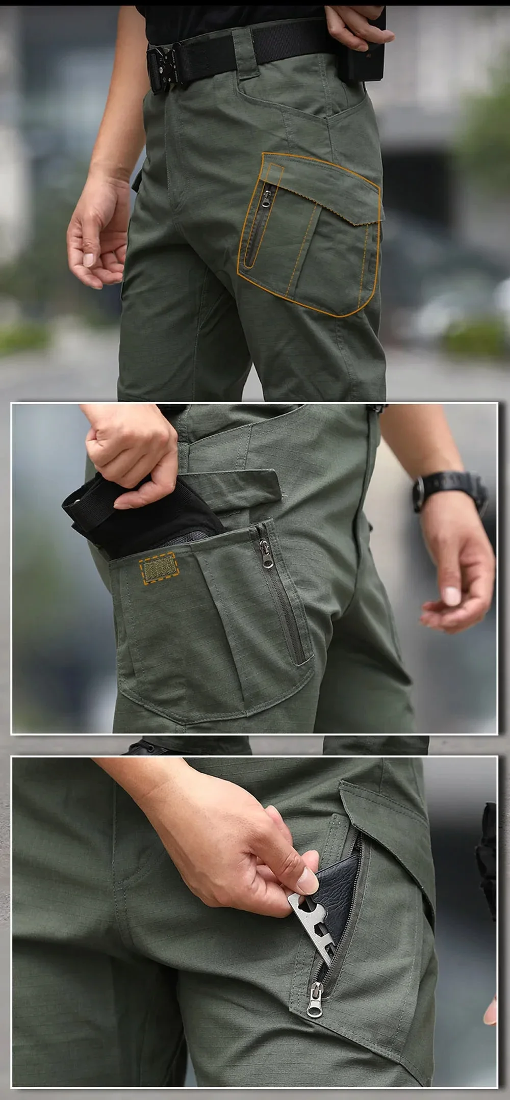 Neue Arbeit Taktische Hosen Männer Casual Cargo Hosen Sommer Multi-tasche Wasserdichte Hose Arbeitskleidung Wandern Ausbildung Hosen Männlich – Detail 11