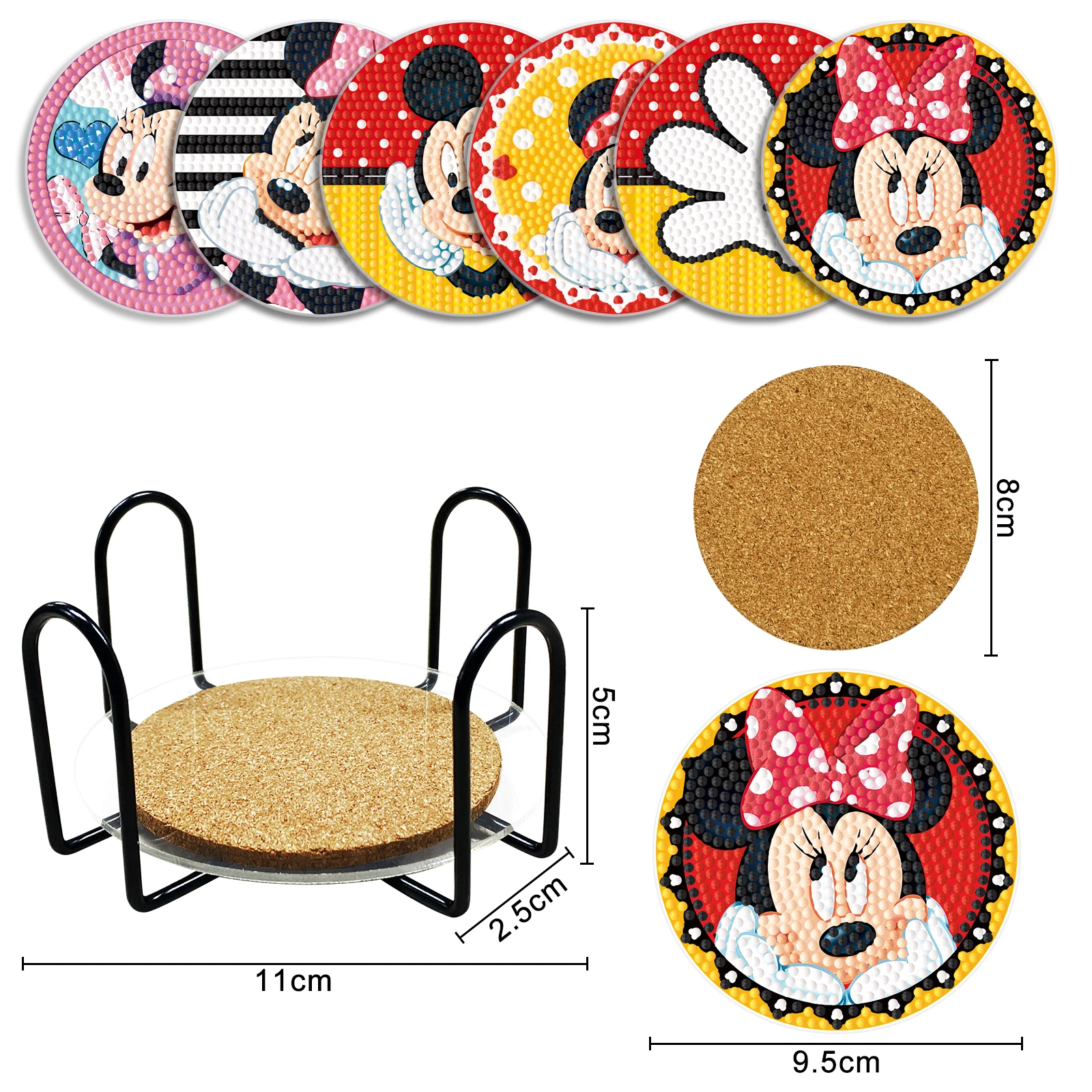 6 sztuk/zestaw Diy diament malarstwo Coaster Disney Mickey Mouse 5d kolor diament mozaika pić Coaster maty stołowe akcesoria kuchenne