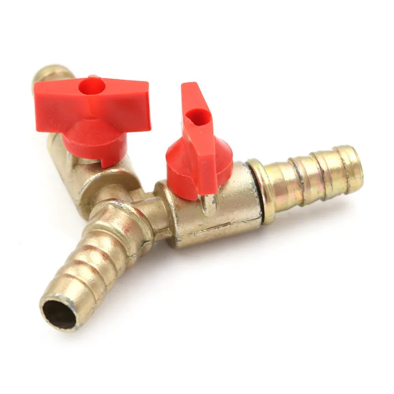 Brass 3‑Way Gas Ball Valve Y‑Shape Pagoda Barb Hose Connection Gas Stove LPG Shut‑off Switch