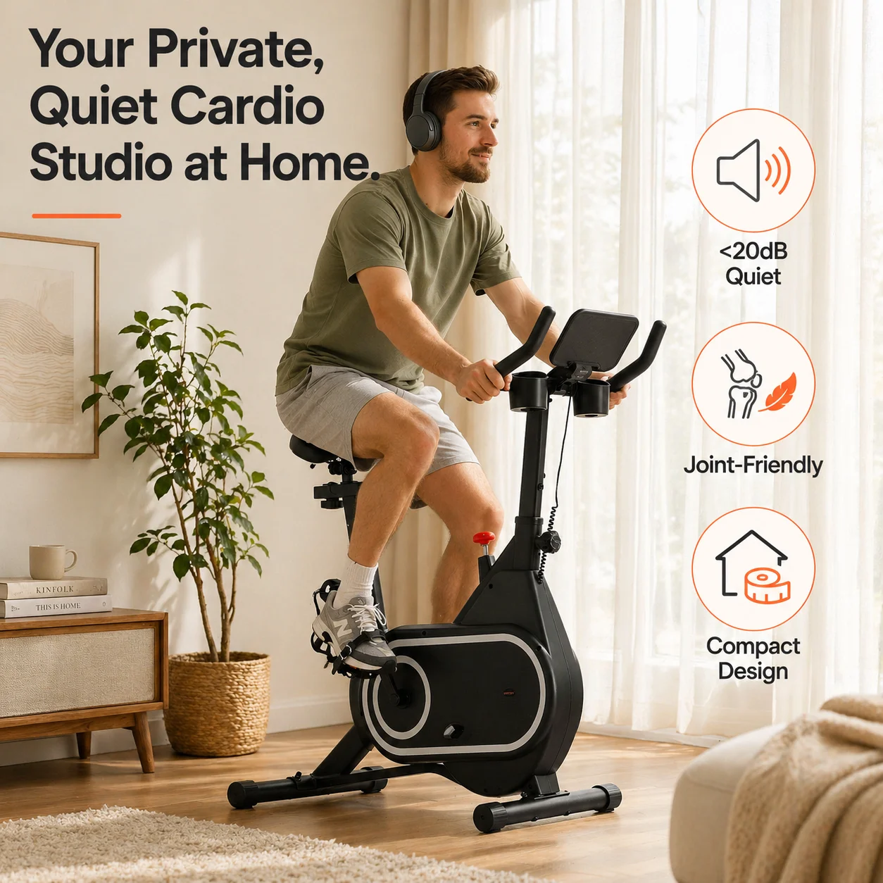 Vélo d'exercice magnétique avec volant d'inertie de 4 kg, résistance magnétique à 8 niveaux, siège et guidon réglables, écran LCD pour entraînement cardio à domicile, cyclisme fitness pour hommes et femmes