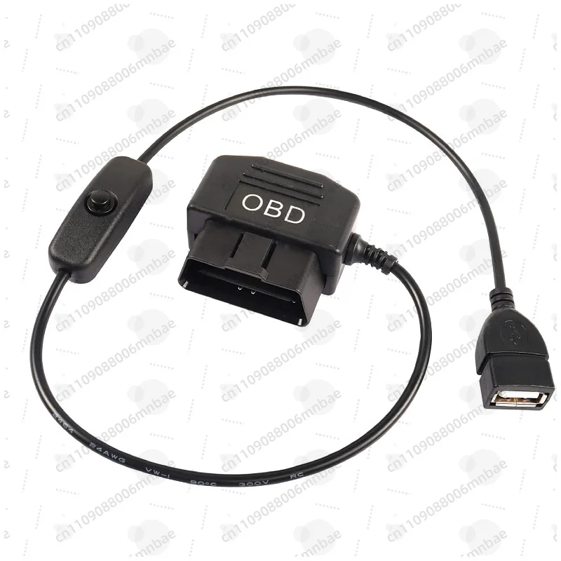 5V 2A USB female connector OBD2 to USB car power cable with switch for OLIVER Fitment OBD2